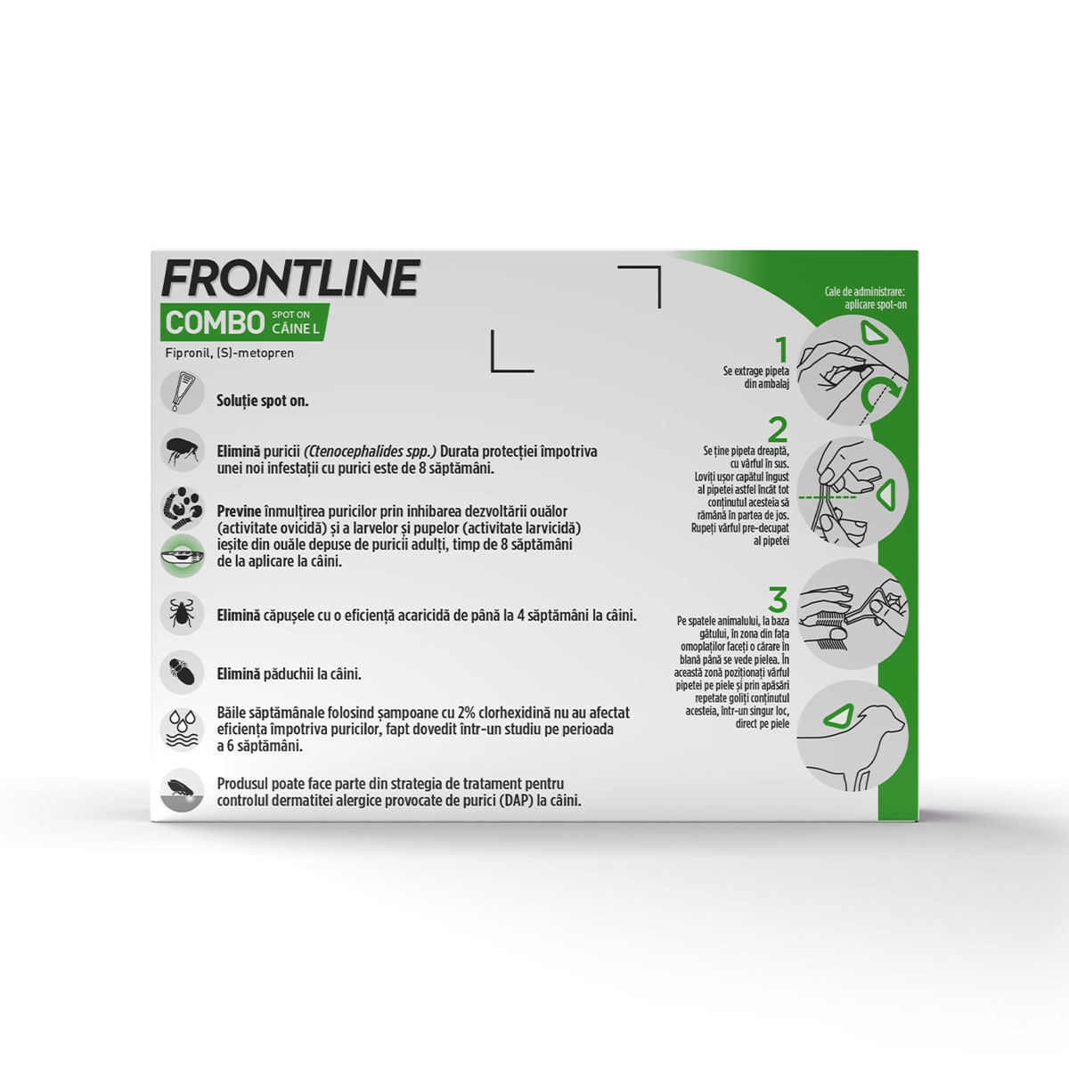 Frontline Combo, soluție spot-on antiparazitara, caini FRONTLINE Combo, spot-on, soluție antiparazitară, câini 20-40kg, 3 pipete - poza 4