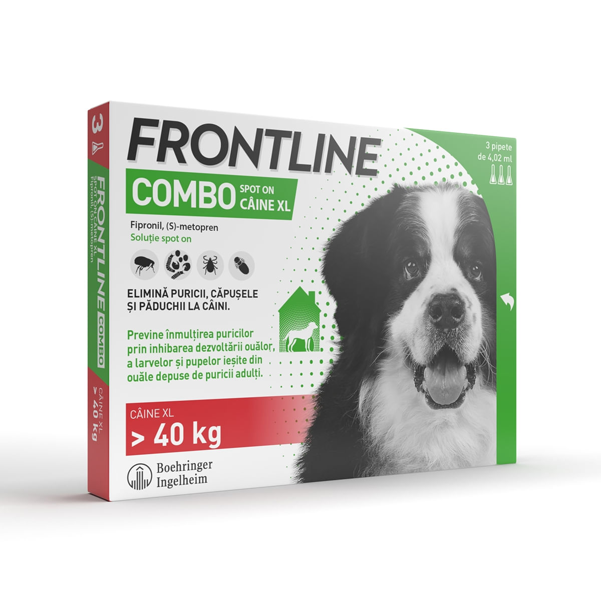 Frontline Combo, soluție spot-on antiparazitara, caini FRONTLINE Combo, spot-on, soluție antiparazitară, câini 40-60kg, 3 pipete - poza 3