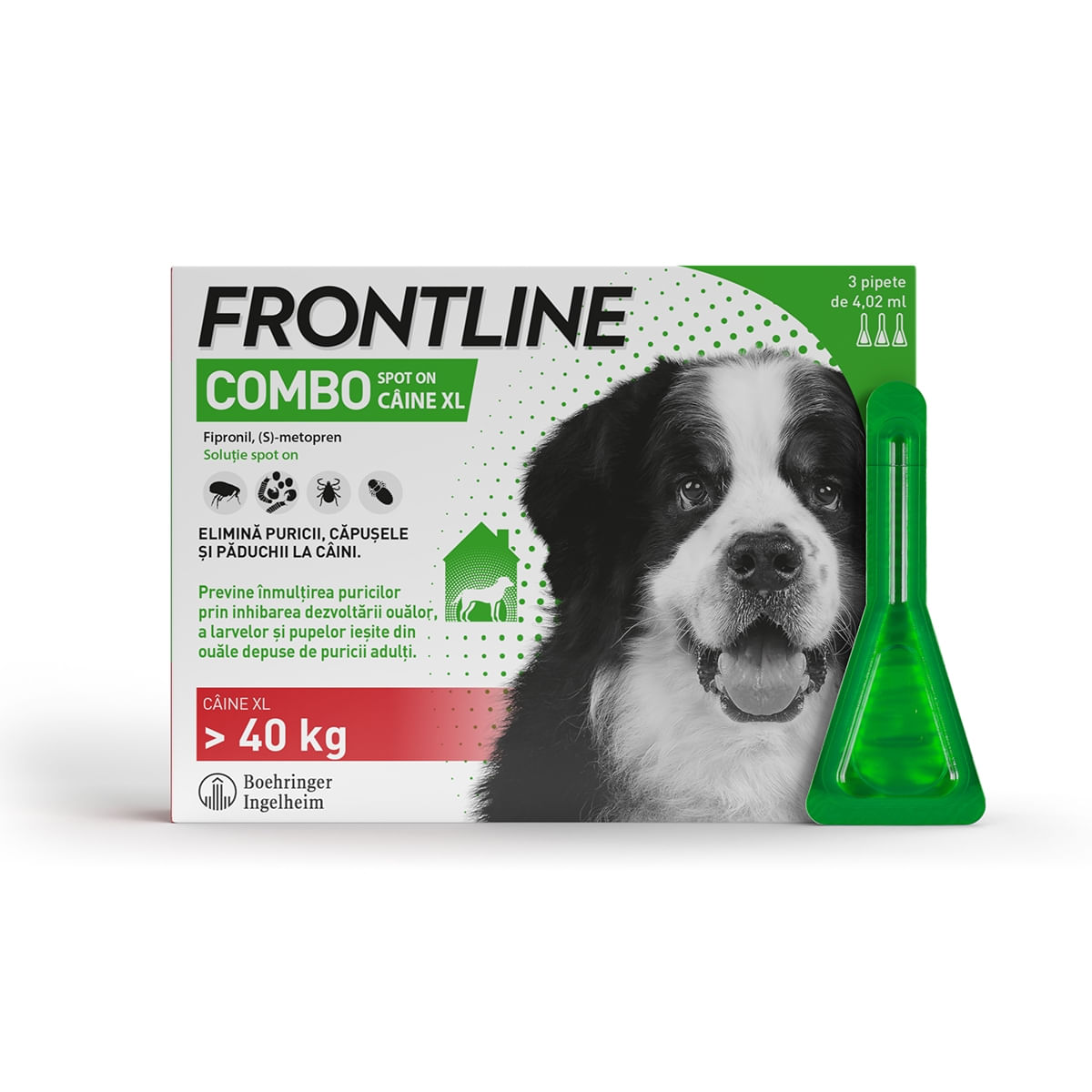 Frontline Combo, soluție spot-on antiparazitara, caini FRONTLINE Combo, spot-on, soluție antiparazitară, câini 40-60kg, 3 pipete - poza 4