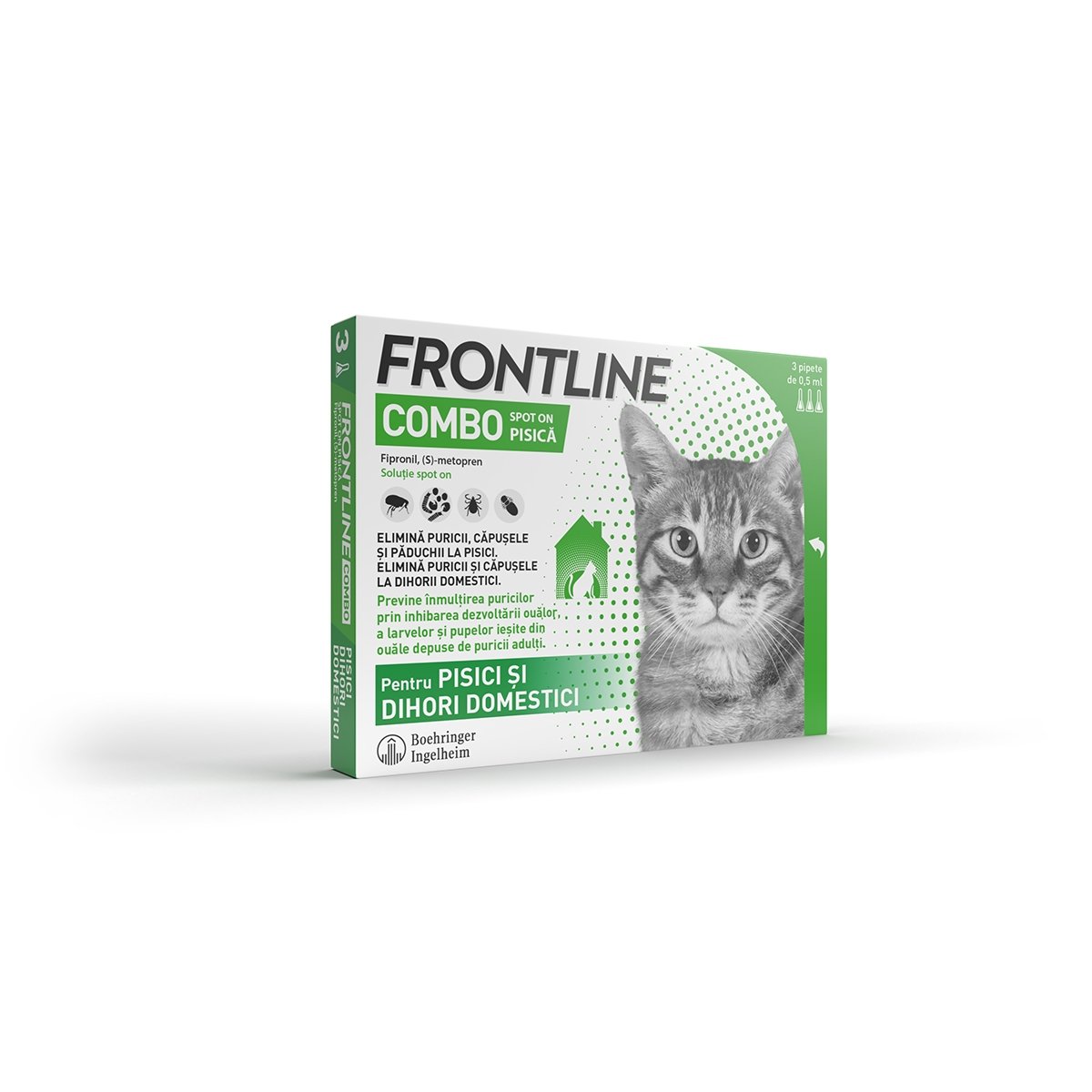 FRONTLINE Combo, spot-on, soluție antiparazitară, pisici, 3 pipete - poza 3