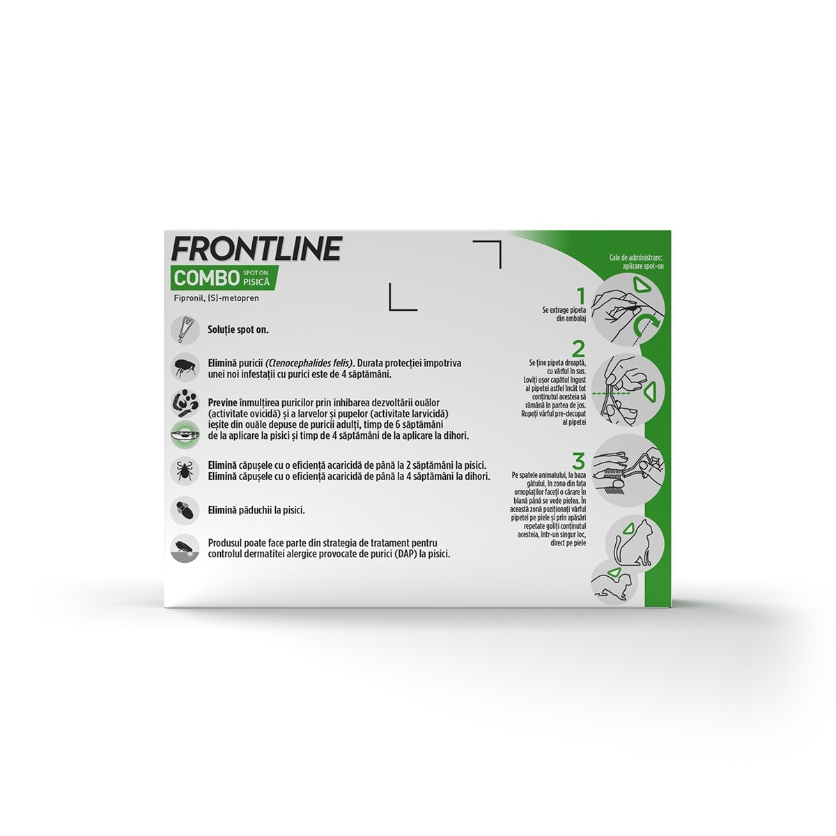 FRONTLINE Combo, spot-on, soluție antiparazitară, pisici, 3 pipete - poza 4