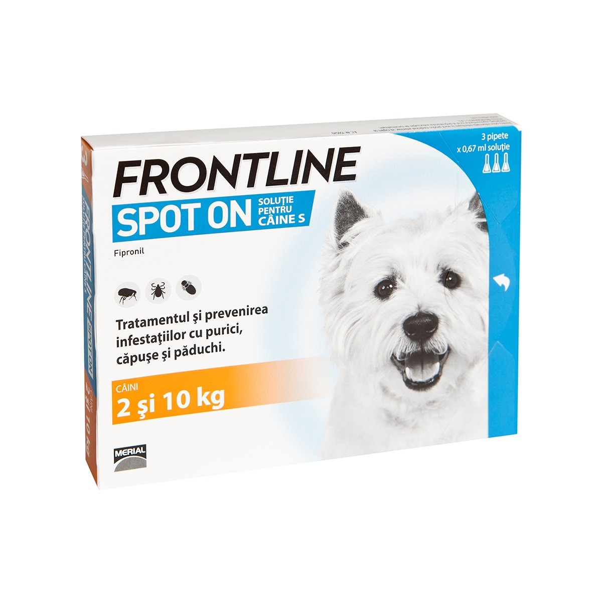 FRONTLINE Spot-On, soluție antiparazitară, câini 2-10kg, 3 pipete - poza 1