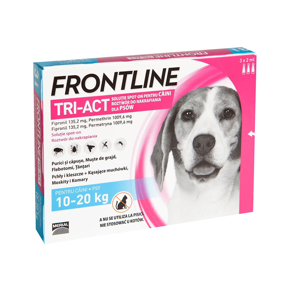 Frontline Tri-Act, solutie spot-on antiparazitară, câini FRONTLINE Tri-Act, spot-on, soluție antiparazitară, câini 10-20kg, 3 pipete - poza 1