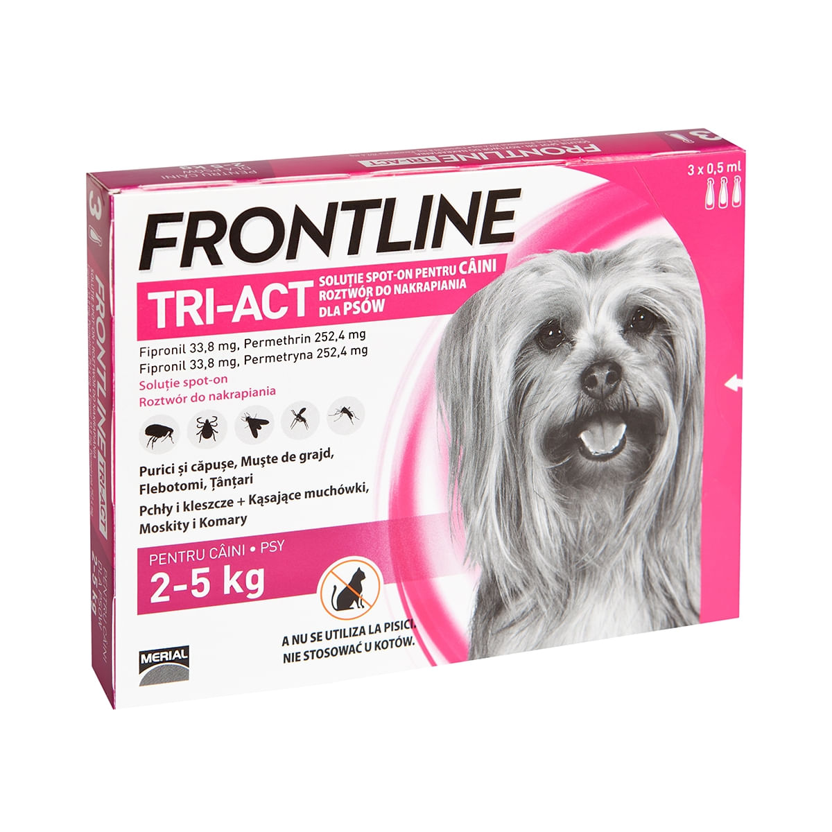 Frontline Tri-Act, solutie spot-on antiparazitară, câini FRONTLINE Tri-Act, spot-on, soluție antiparazitară, câini 2-5kg, 3 pipete - poza 2