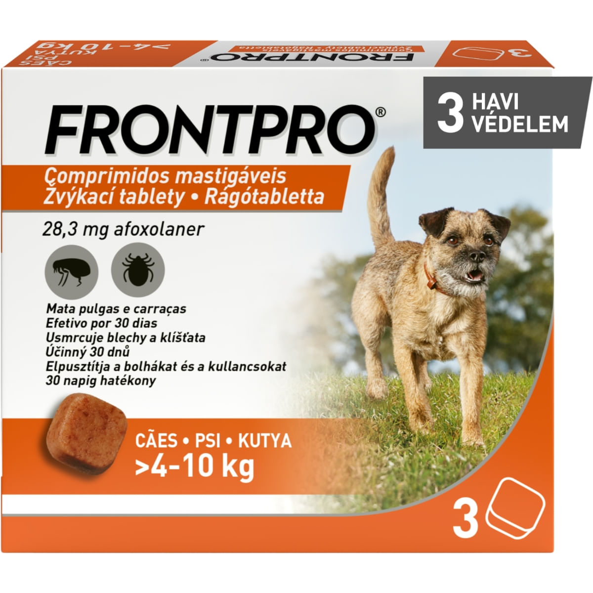 FRONTPRO, deparazitare externă câini, comprimate masticabile FRONTPRO, deparazitare externă câini, M(4 - 10kg), comprimate masticabile, 28mg x 3buc - poza 2