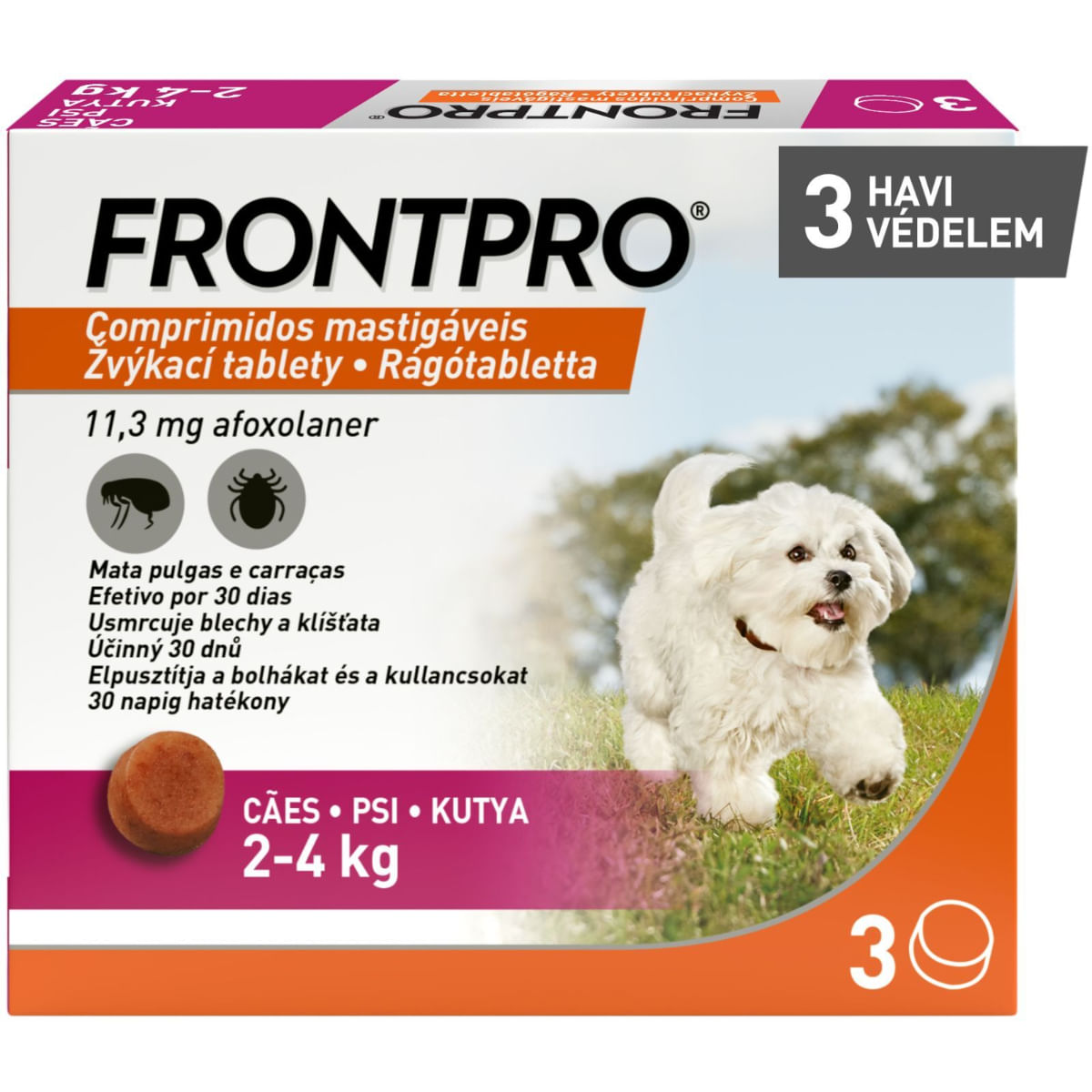 FRONTPRO, deparazitare externă câini, comprimate masticabile FRONTPRO, deparazitare externă câini, XS-S(2 - 4kg), comprimate masticabile, 11mg x 3buc - poza 1