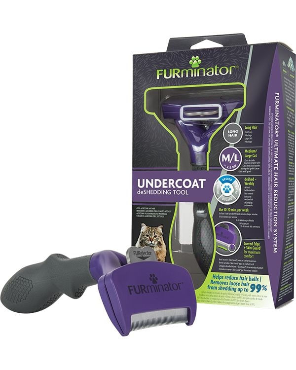 FURMINATOR, perie pisici, păr lung, anti-năpârlire, metal FURMINATOR, M-L, perie pisici, păr lung, anti-năpârlire, metal - poza 1