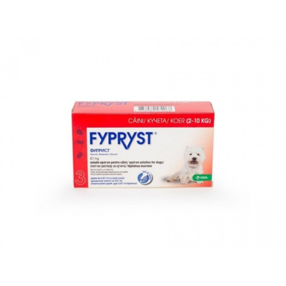 FYPRYST, deparazitare externă câini, pipetă repelentă, S(2 - 10kg), 3buc - poza 1