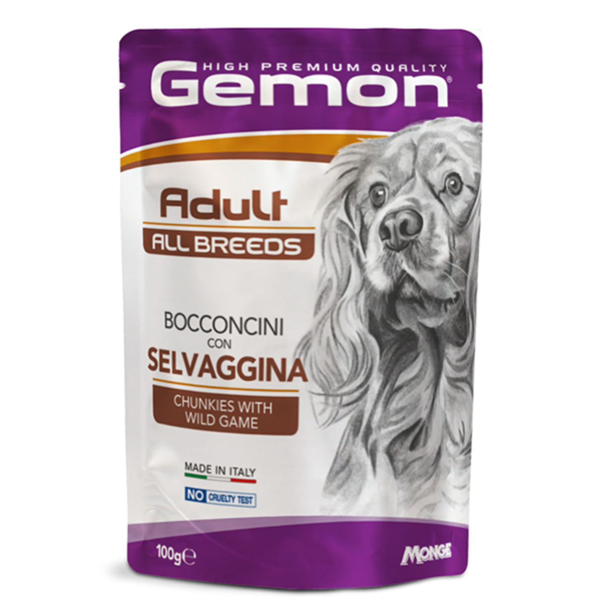 GEMON All Breeds, XS-XL, Vânat, plic hrană umedă fără cereale câini, (în aspic), 100g - poza 2