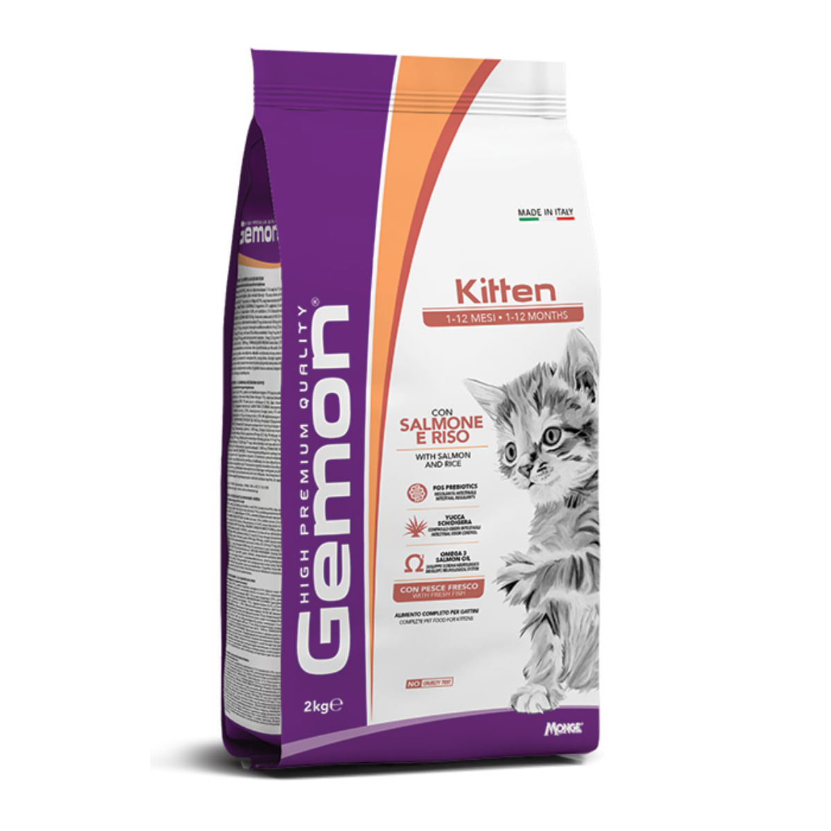 GEMON Kitten, Somon și Orez, hrană uscată pisici junior, 2kg - poza 1