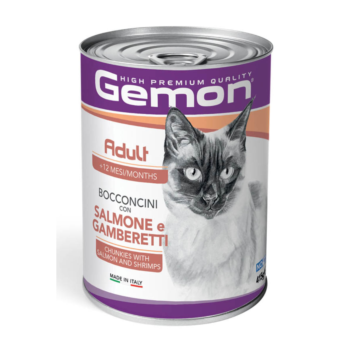 GEMON, Somon și Creveți, conservă hrană umedă pisici, (în aspic), 415g - poza 1