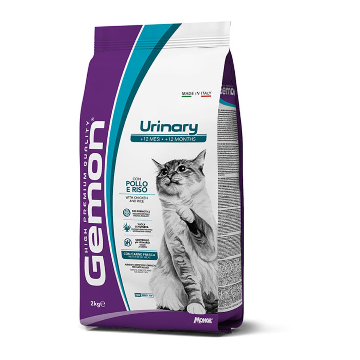 GEMON Urinary, Pui și Orez, hrană uscată pisici, sistem urinar, 2kg - poza 1