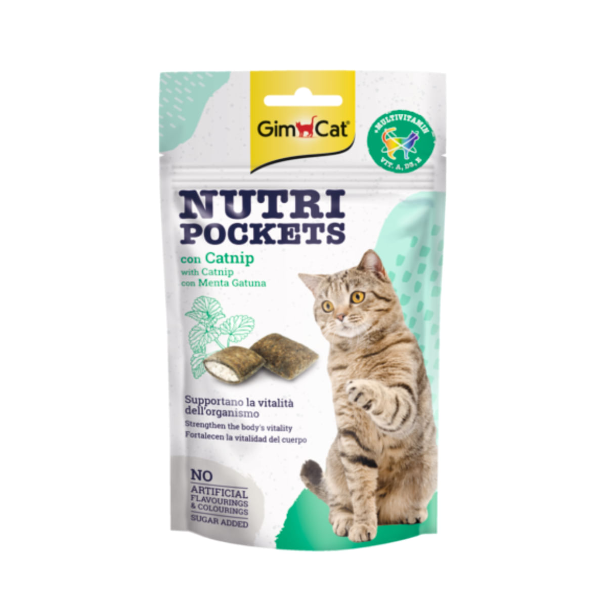 GIMCAT Nutri Pockets Iarba Pisicii, Catnip, punguță recompense funcționale pisici, 60g - poza 2