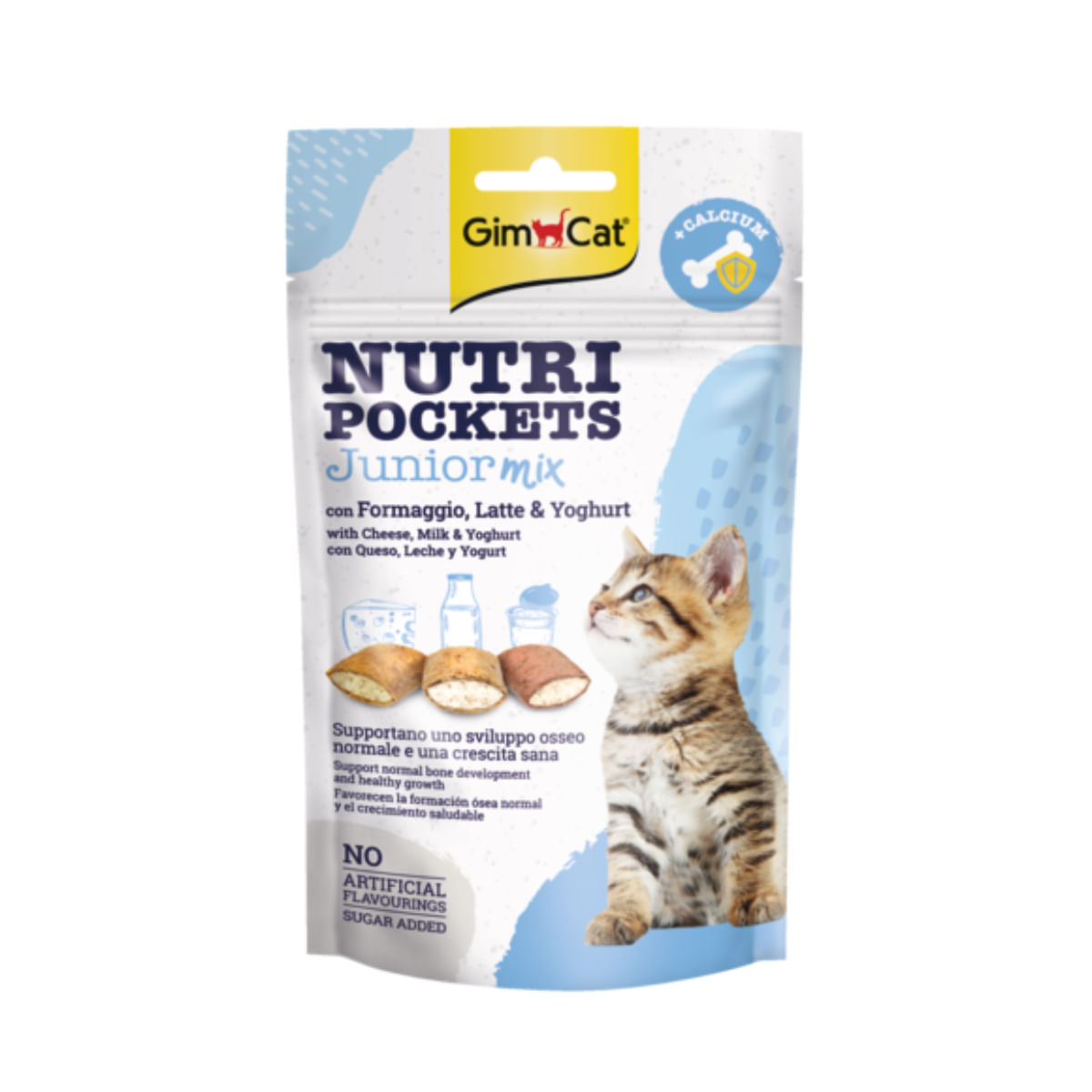 GIMCAT Nutri Pockets Junior Mix, Brânză și Lapte, punguță recompense pisici junior, 60g - poza 2