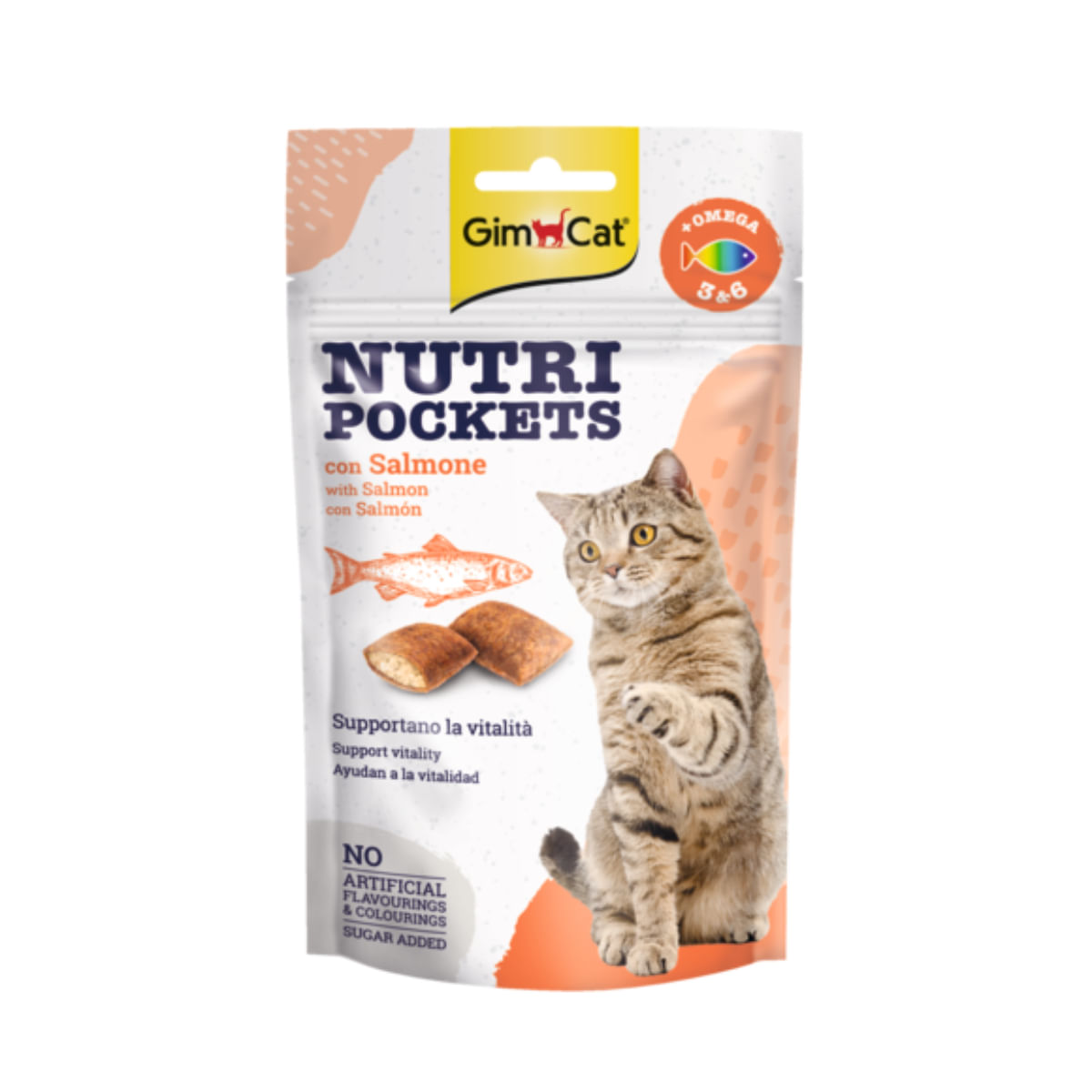 GIMCAT Nutri Pockets, Somon, punguță recompense pisici, 60g - poza 2