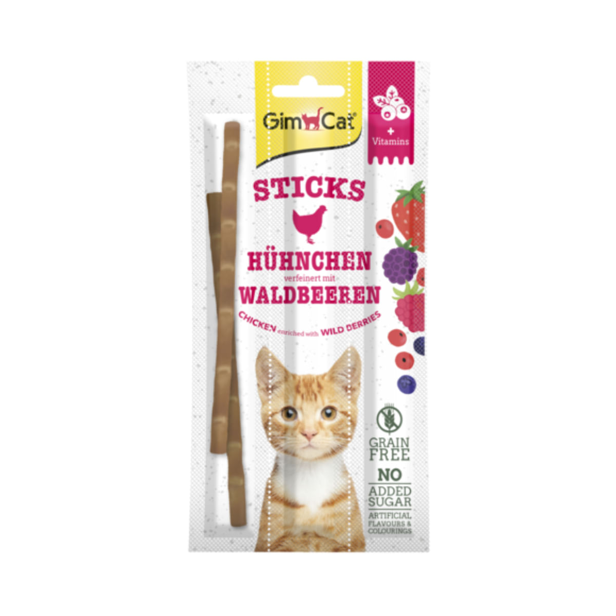 GIMCAT Sticks, Pui și Fructe, punguță recompense fără cereale pisici, 20g - poza 1