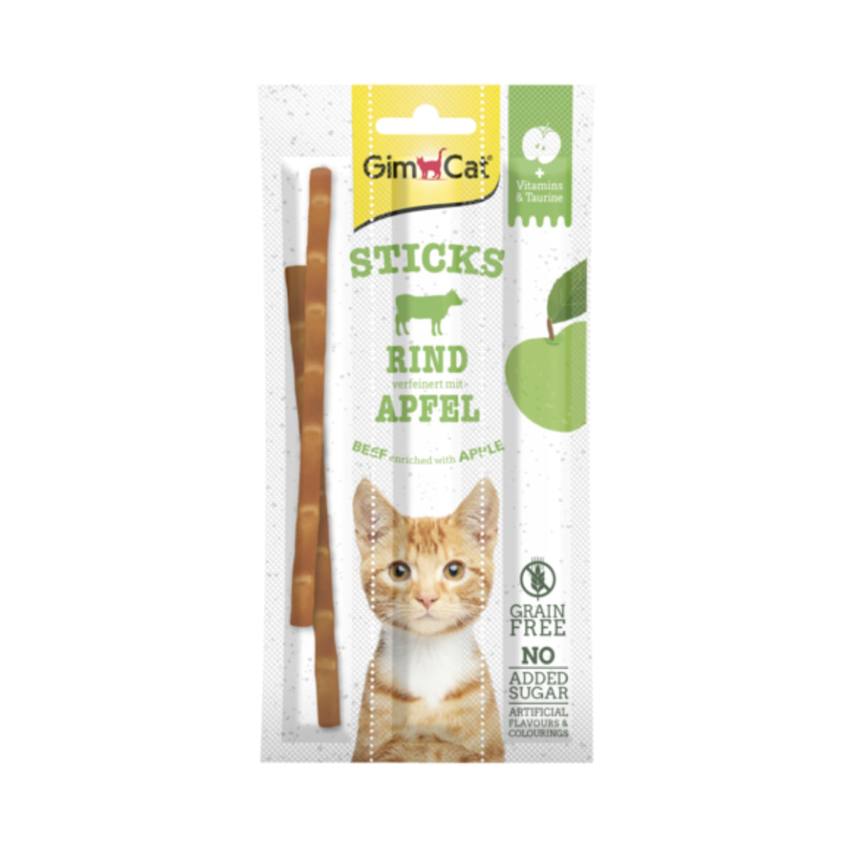 GIMCAT Sticks, Vită și Mere, punguță recompense fără cereale pisici, 15g - poza 2