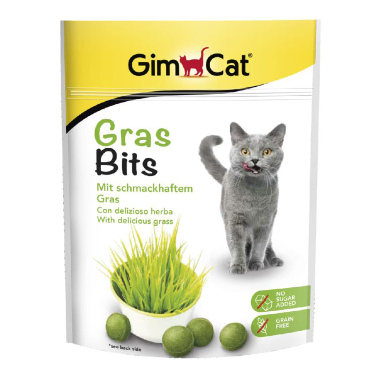 GIMCAT Tasty Tabs Gras Bits, punguță recompense pisici, 50g - poza 2