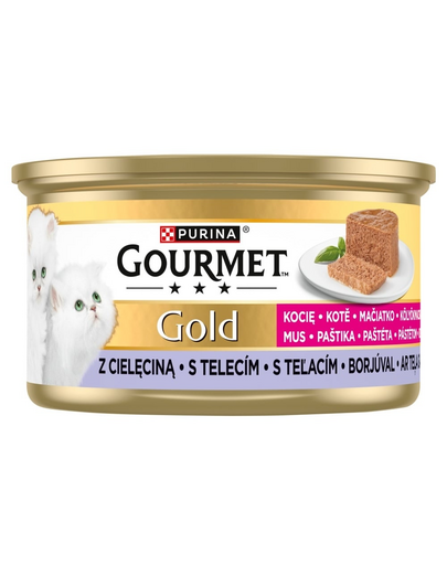 GOURMET Gold Kitten Mousse hrană umedă pisoi vițel 85 g