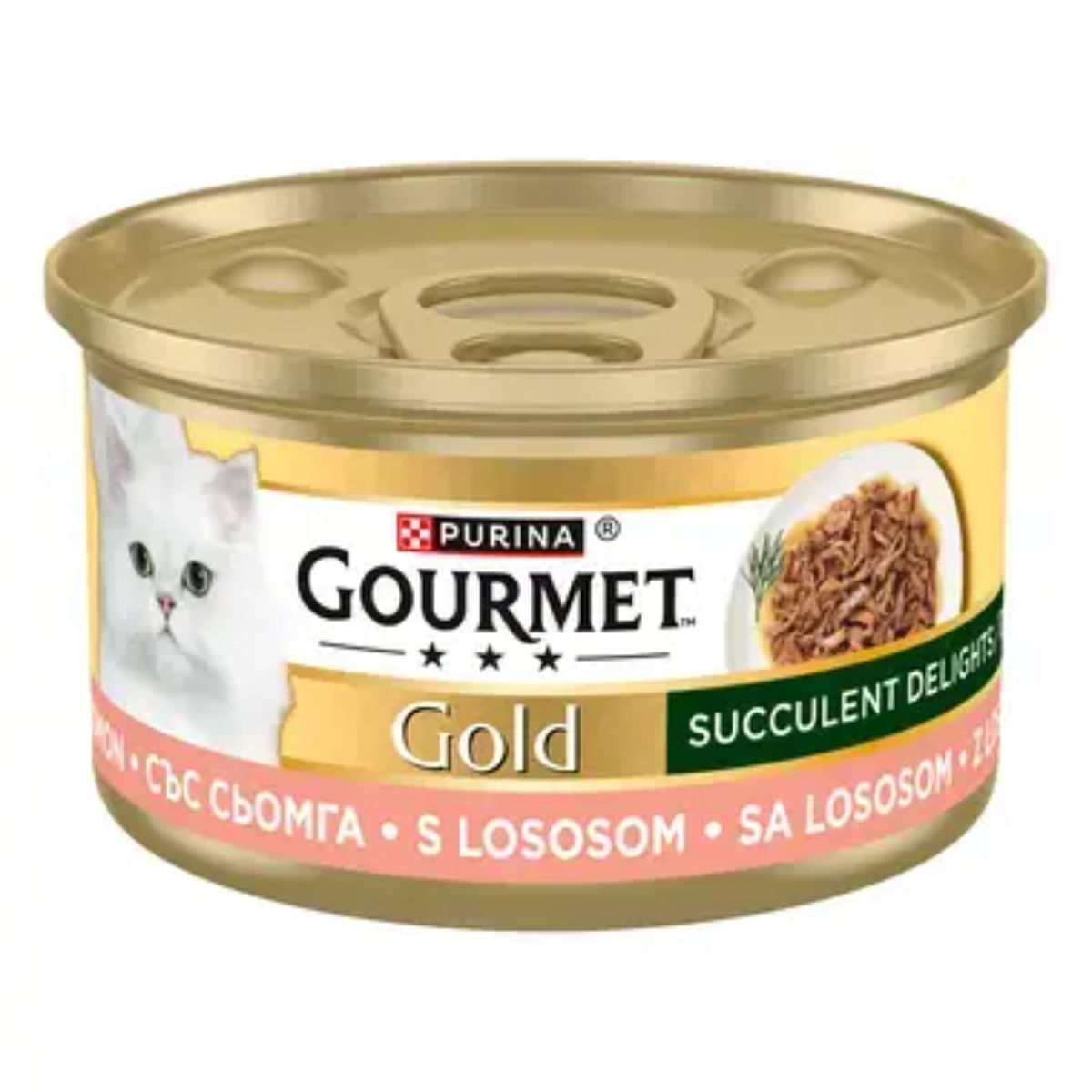 GOURMET Gold Succulent Delights, Somon, conservă hrană umedă pisici, (în sos), 85g - poza 1