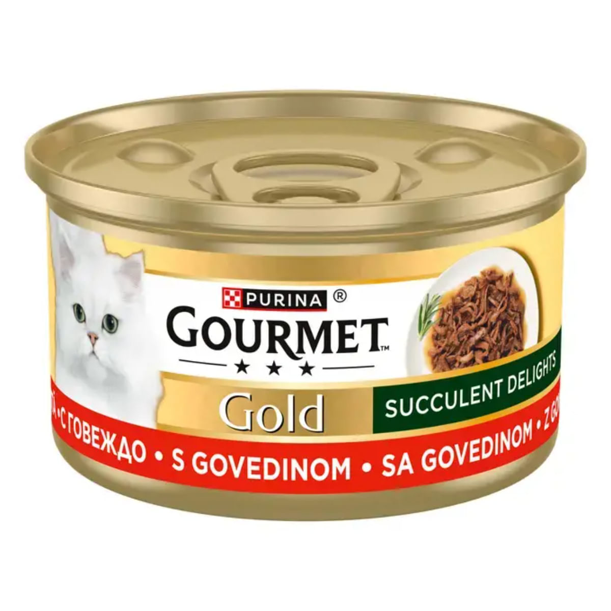 GOURMET Gold Succulent Delights, Vită, conservă hrană umedă pisici, (în sos), 85g - poza 1