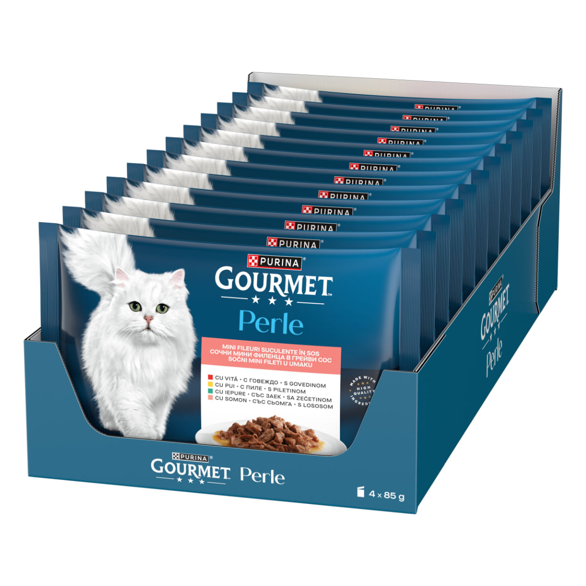 GOURMET Perle Curcan, Rață, Miel, Ton, plic hrană umedă pisici, (în sos), multipack, 85g x 4buc - poza 4