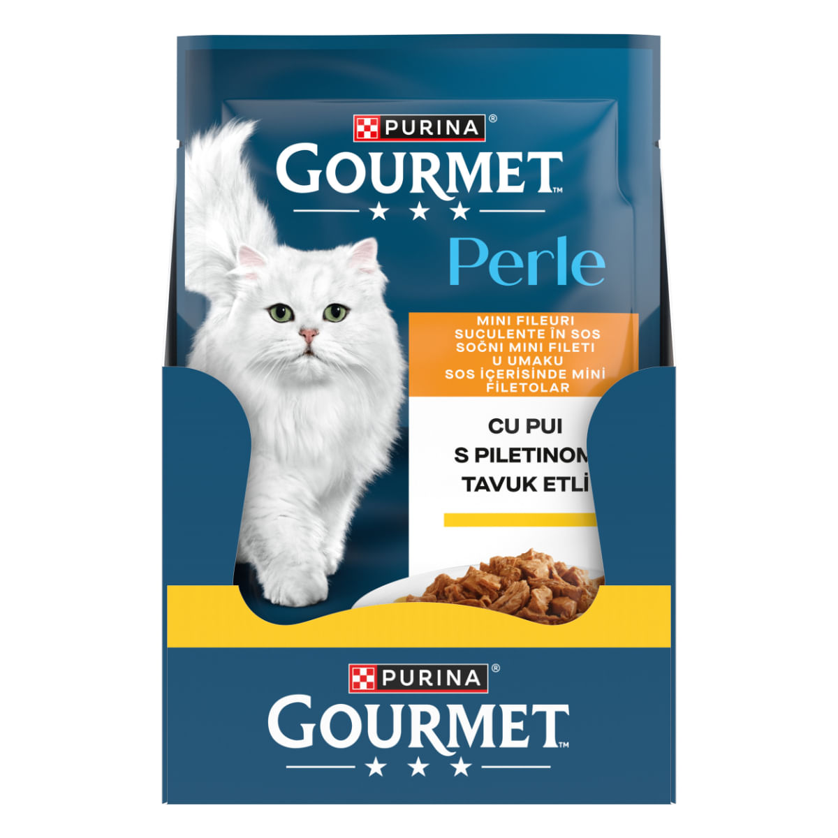 GOURMET Perle, Pui, plic hrană umedă pisici, (în sos), bax, 85g x 26buc