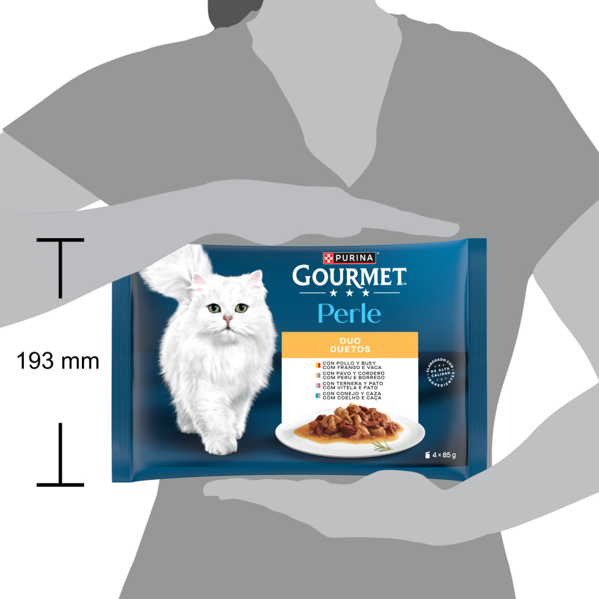 GOURMET Perle Pui și Vită, Curcan și Miel, Vițel și Rață, Iepure și Vânat, plic hrană umedă pisici, (în sos), multipack, 85g x 4buc - poza 4