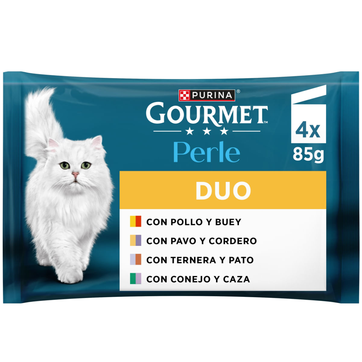 GOURMET Perle Pui și Vită, Curcan și Miel, Vițel și Rață, Iepure și Vânat, plic hrană umedă pisici, (în sos), multipack, 85g x 4buc - poza 5