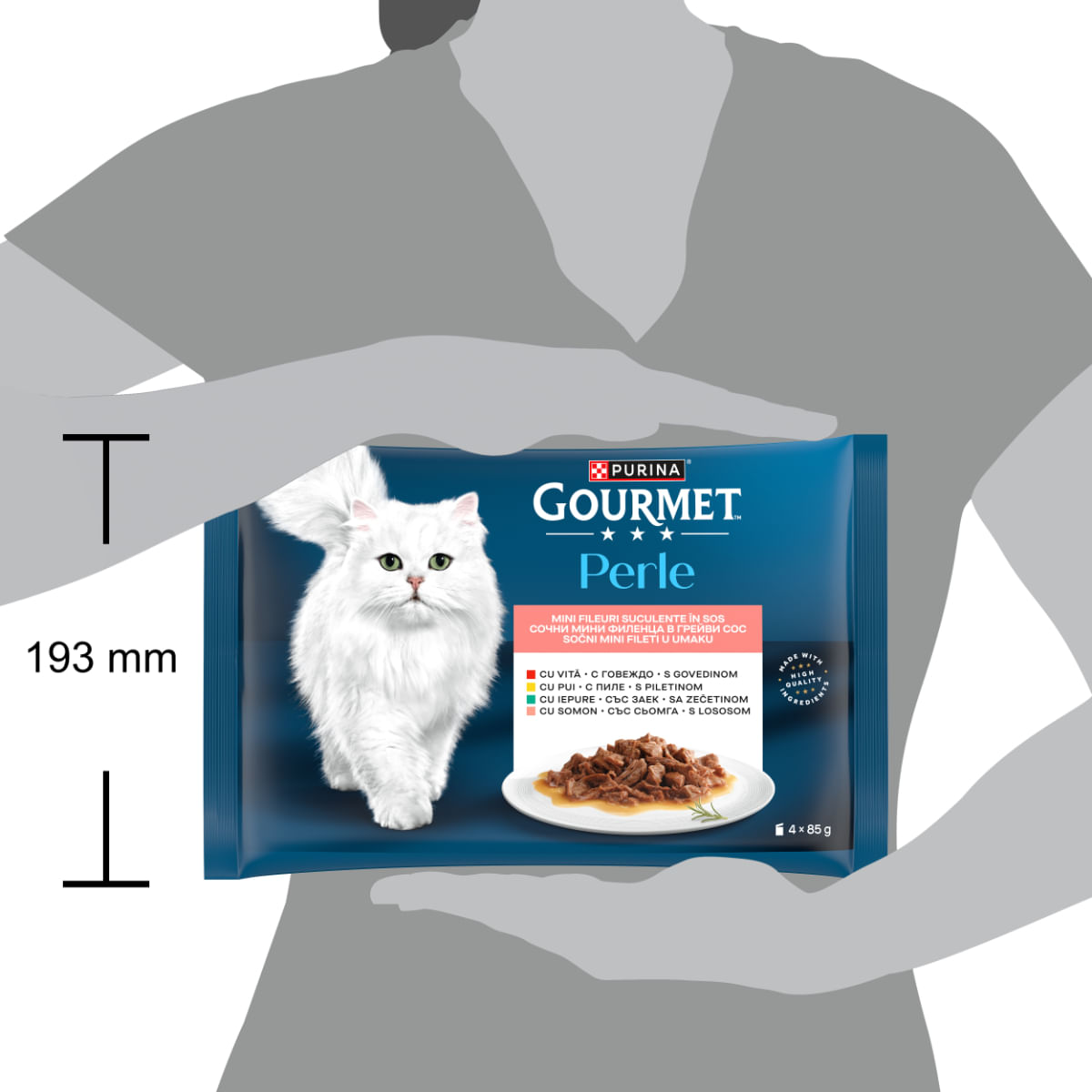 GOURMET Perle Vită, Pui, Iepure, Somon, plic hrană umedă pisici, (în sos), multipack, 85g x 4buc - poza 4