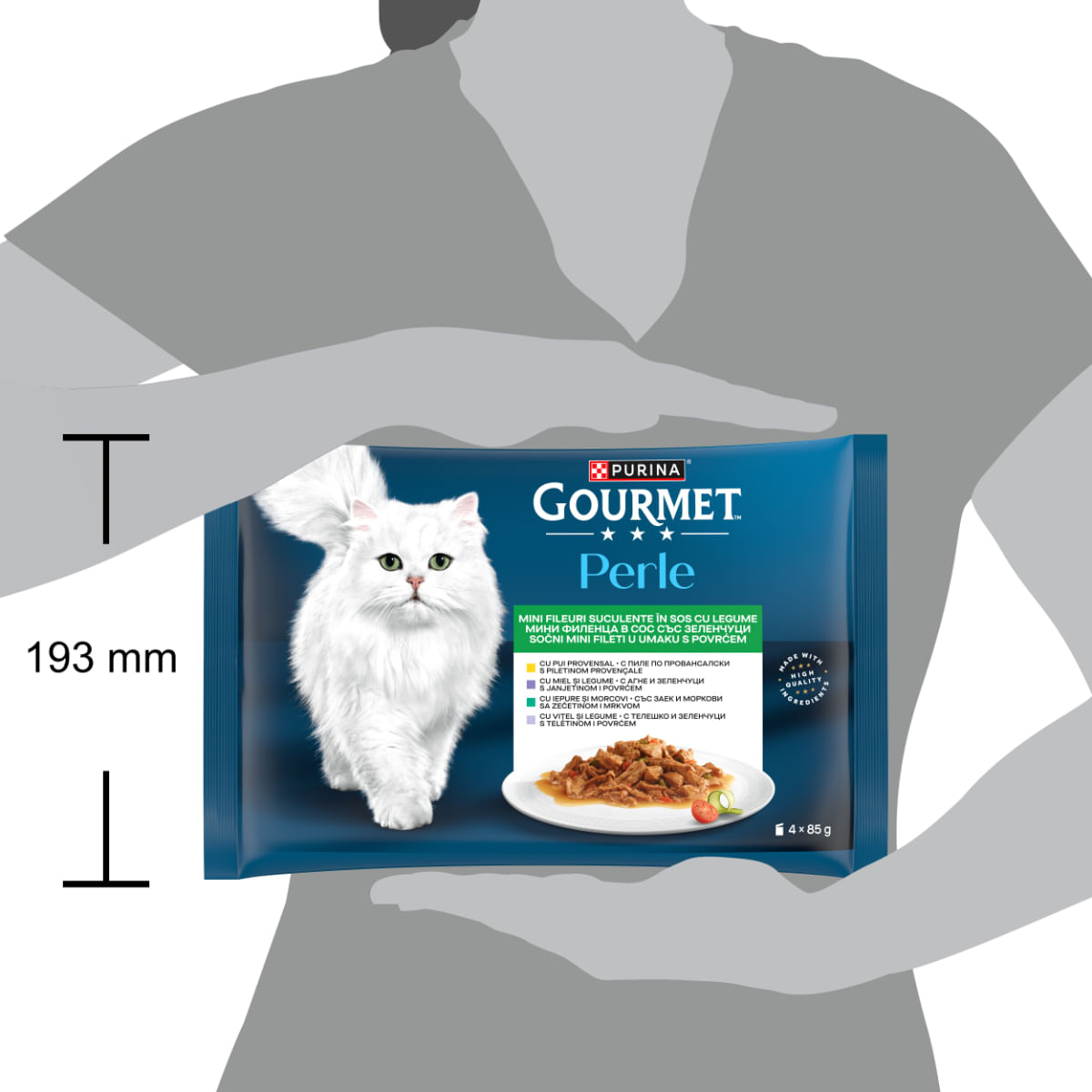 GOURMET Perle Vițel, Pui, Iepure cu Legume, Miel cu Legume, plic hrană umedă pisici, (în sos), multipack, 85g x 4buc - poza 4