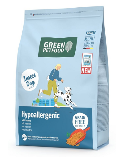 GREEN PETFOOD InsectDog Hypoallergenic 3kg hrană hipoalergenică câini, cu insecte