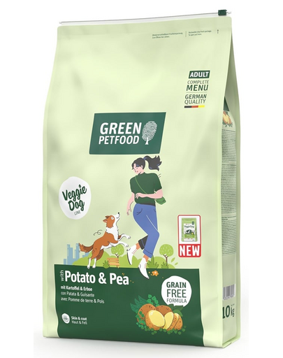 GREEN PETFOOD VeggieDog with Potato and Pea 10kg hrană vegetariană cu cartofi și mazăre pentru câini