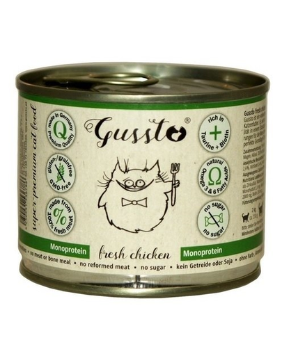 GUSSTO Cat Fresh Chicken pui proaspat, hrana pisici 6x200 g