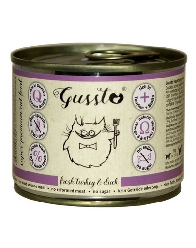 GUSSTO Cat Fresh Turkey &amp; Duck curcan si rata, hrana pisici 6x200 g