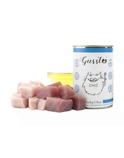 GUSSTO Cat Fresh Turkey&Tuna CARNE PROASPĂTĂ DE CURCAN CU TON 400 g