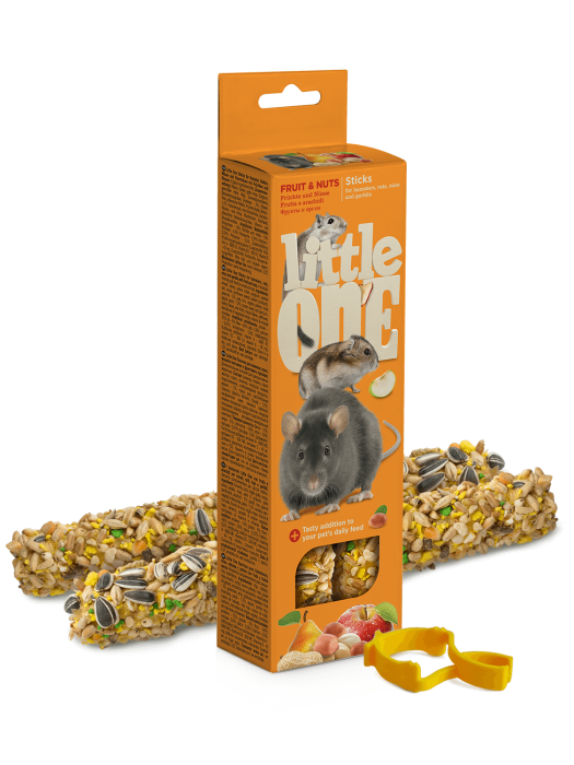 Gustare cu fructe si nuci pentru hamsteri, sobolani, soareci si gerbilii Little One, 2 x 60g
