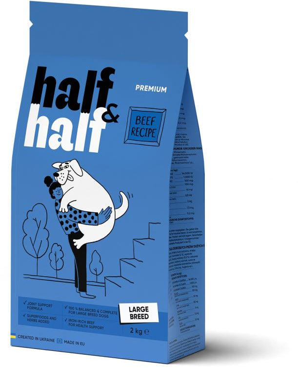 HALF&HALF Hrană uscată pt câini de talie mare, cu Vită