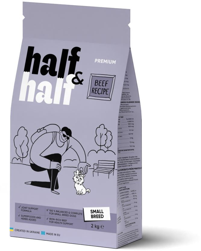 HALF&HALF Hrană uscată pt câini de talie mică, cu Vită
