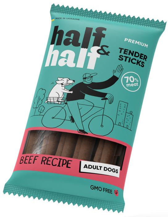 HALF&HALF Recompense pentru câini, batoane cu Vită 100g