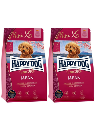 HAPPY DOG MiniXS Japan cu pui si pastrav 2,6 kg (2 x 1,3 kg) hrana uscata caini talie mica