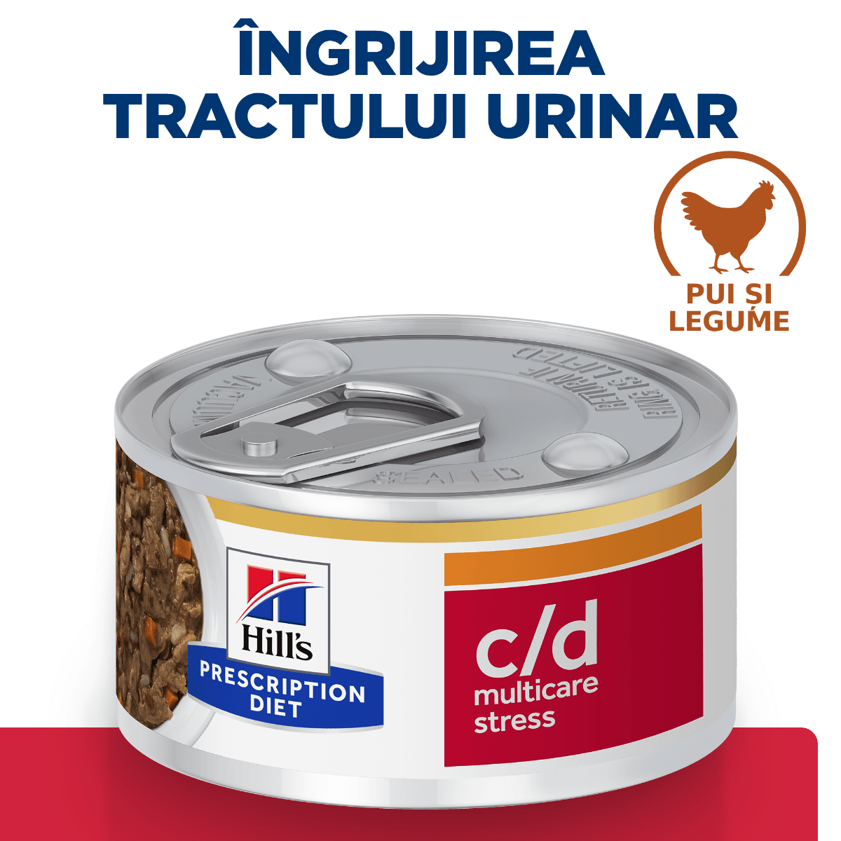 HILL'S Prescription Diet c/d Multicare Stress, Pui cu Legume, dietă veterinară pisici, conservă hrană umedă, sistem urinar, (în sos), 82g - poza 3