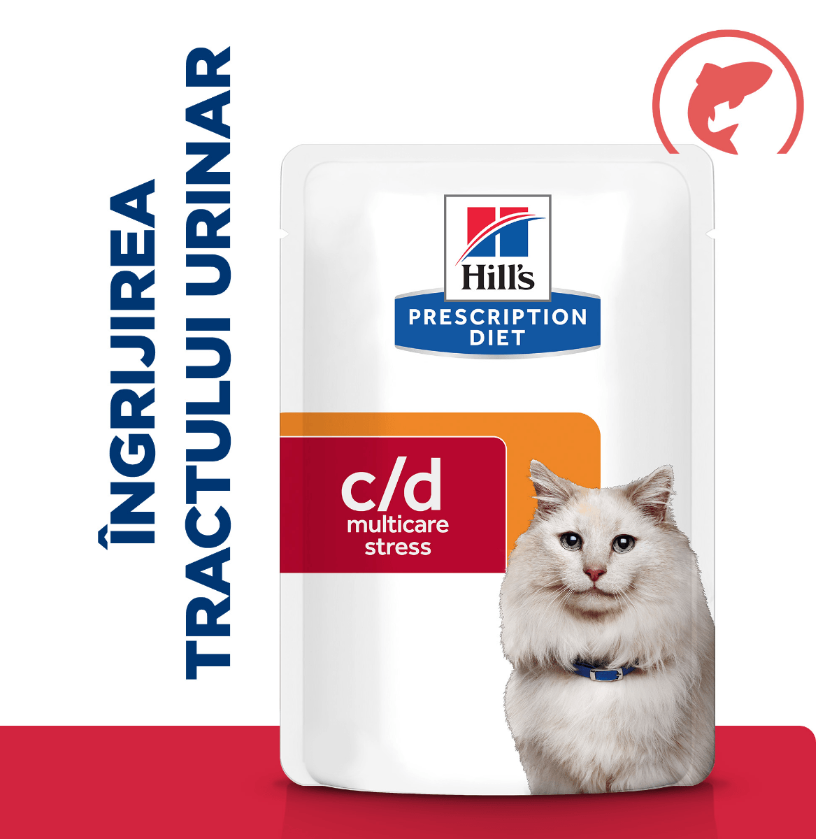 HILL'S Prescription Diet c/d Multicare Stress, Somon, dietă veterinară, plic hrană umedă pisici, sistem urinar, (în sos), bax, 85g x 12buc - poza 3