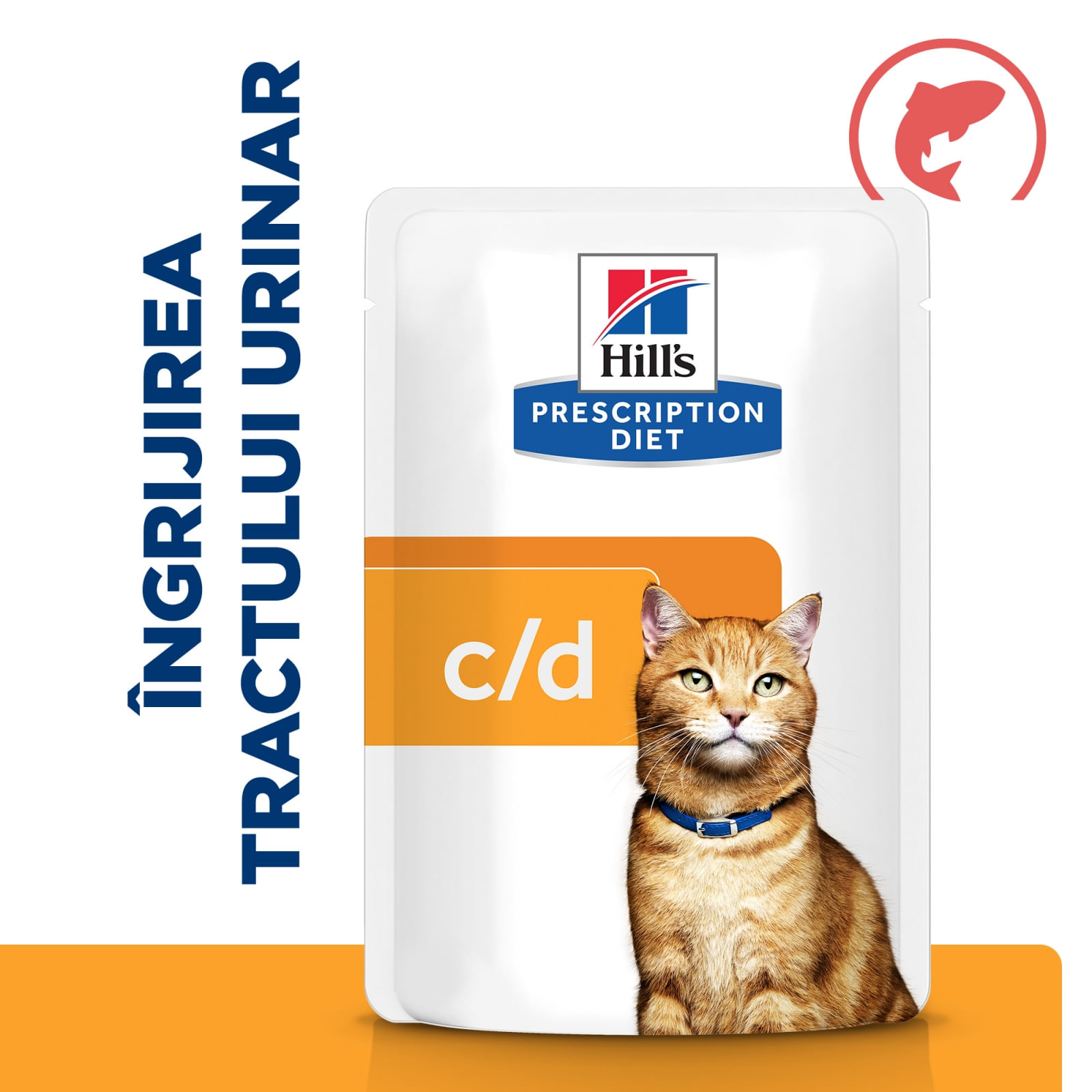 HILL'S Prescription Diet c/d Urinary, Somon, dietă veterinară pisici, plic hrană umedă, sistem urinar, 85g x 12buc - poza 3