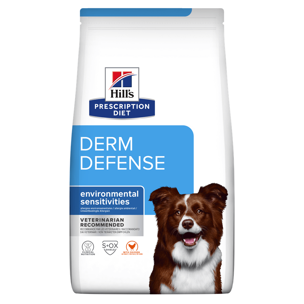 HILL'S Prescription Diet Derm Defense, Pui, dietă veterinară câini, hrană uscată, afecțiuni dermatologice HILL'S Prescription Diet Derm Defense, Pui, dietă veterinară câini, hrană uscată, piele & blana, 12kg - poza 1