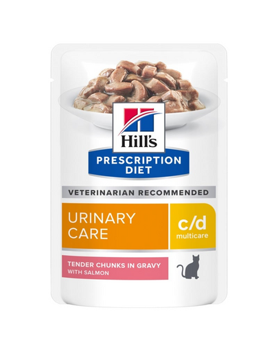 HILL'S Prescription Diet Feline C/D Multicare Urinary care Hrana umeda pisici cu probleme urianare, cu somon 12x85g