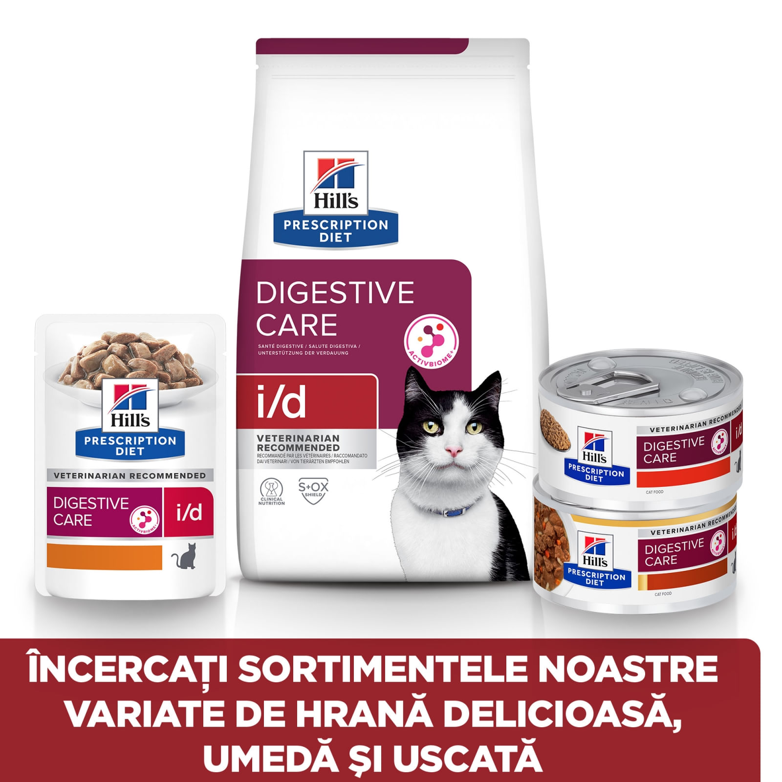 HILL'S Prescription Diet i/d Sensitive Digestive Care, Pui cu Legume, dietă veterinară pisici, conservă hrană umedă, sistem digestiv, 82g - poza 4