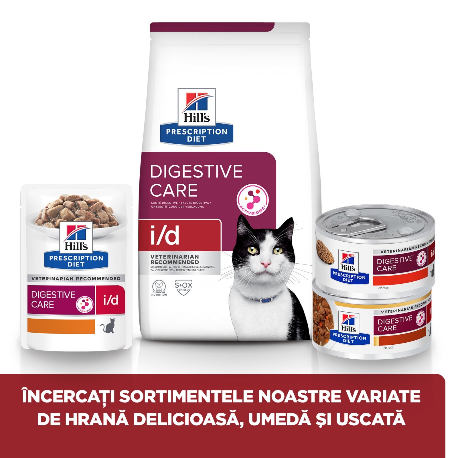 HILL'S Prescription Diet i/d Sensitive Digestive Care, Pui, dietă veterinară pisici, conservă hrană umedă, sistem digestiv, 156g - poza 2