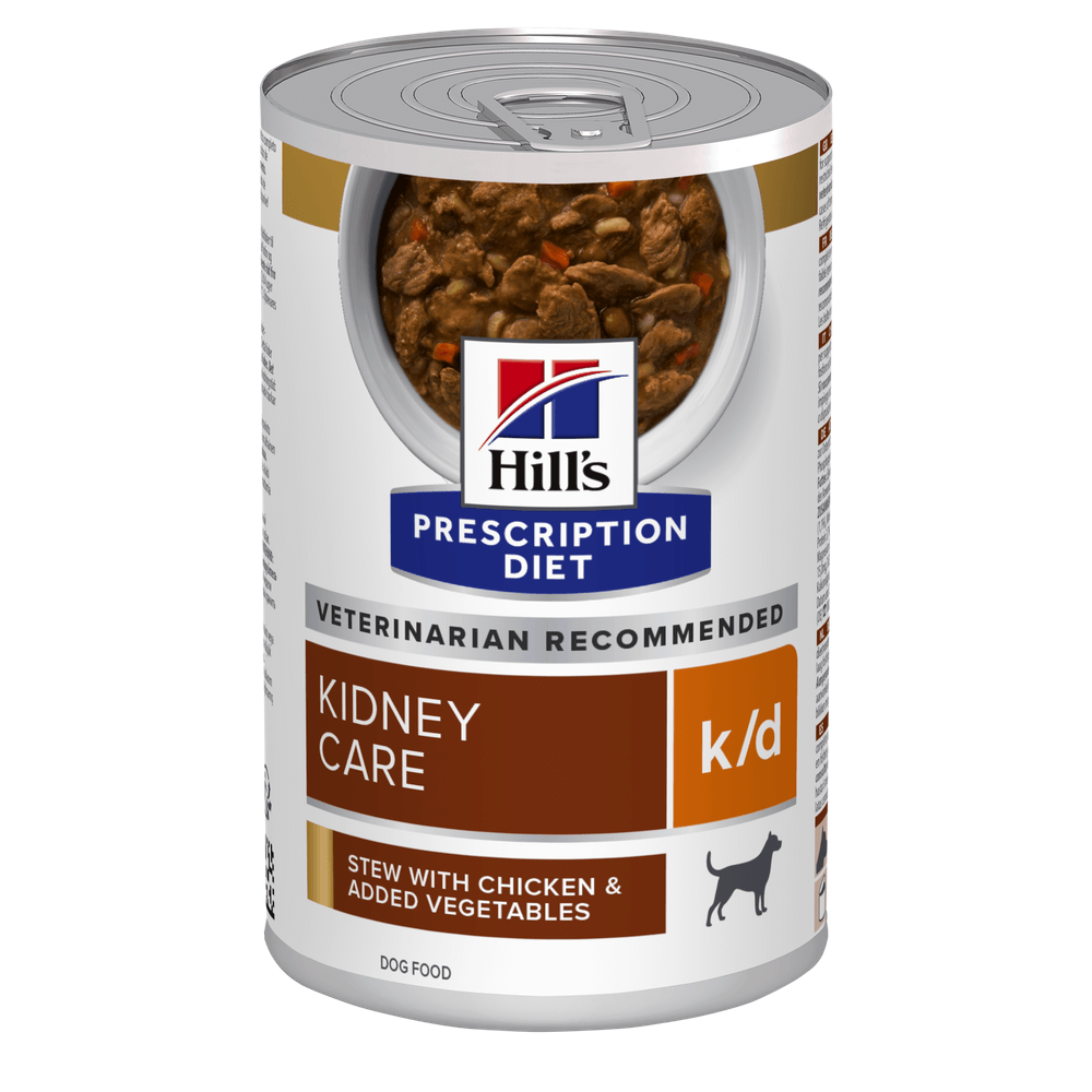 HILL'S Prescription Diet k/d Kidney Care, Pui cu Legume, dietă veterinară câini, conservă hrană umedă, afecțiuni renale HILL'S Prescription Diet k/d Kidney Care, Pui cu Legume, dietă veterinară câini, conservă hrană umedă, sistem renal, (în - poza 1