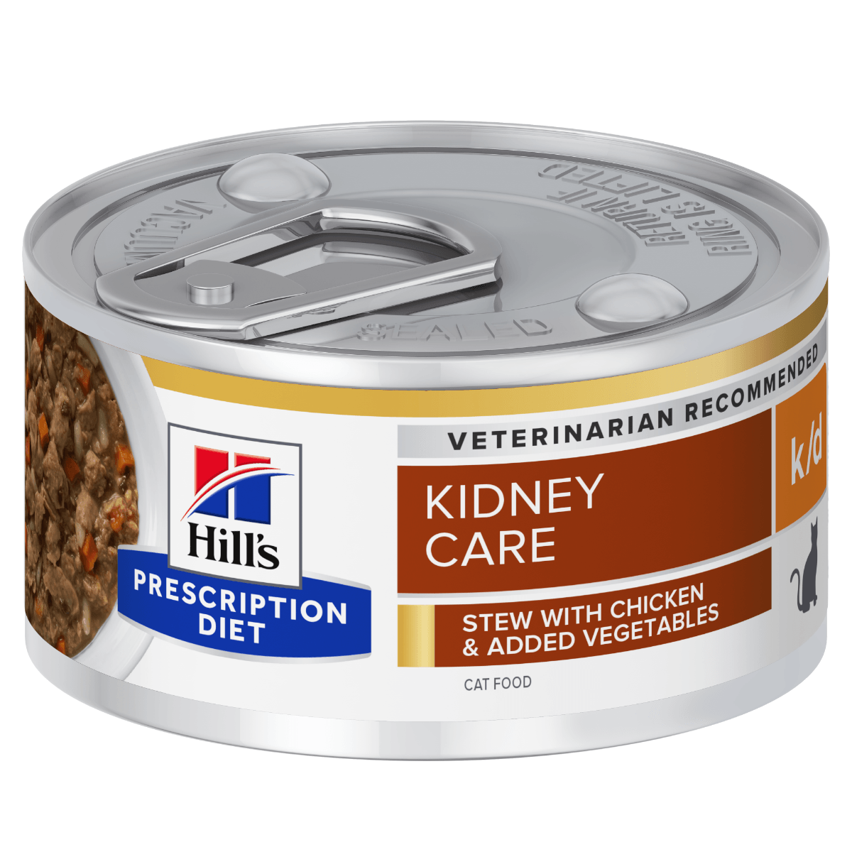 HILL'S Prescription Diet k/d Kidney Care, Pui cu Legume, dietă veterinară pisici, conservă hrană umedă, afecțiuni renale, 82g - poza 1